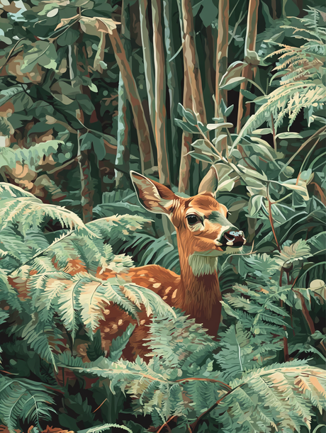 Young Deer Woodland Scene (Diamond Painting) Diamond Painting kit
