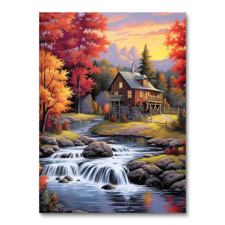 Cabin by the Stream (Diamond Painting) Diamond Painting kit