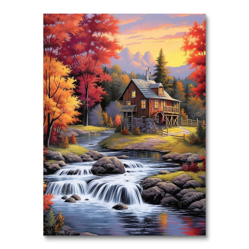Cabin by the Stream (Diamond Painting)