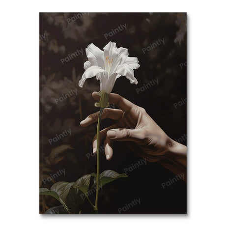 White Hibiscus (Board Canvas) Flowers Paint by Numbers kit
