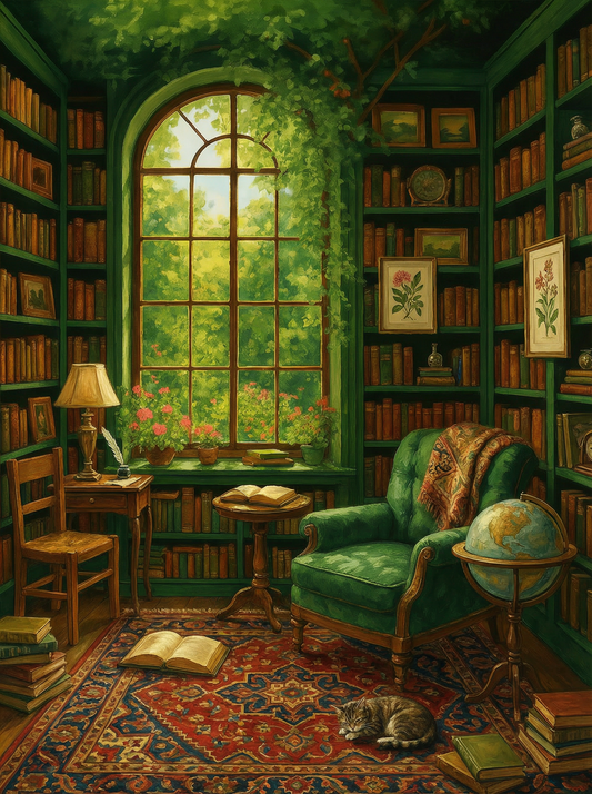 Sunlit Garden Reading Library (Board Canvas)