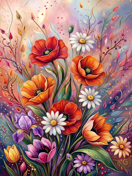 Abstract Tulip as Poppy Daisy (Diamond Painting) Diamond Painting kit