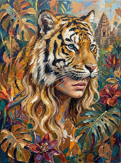 Tiger Queen of the Lost Temple (100 Color Diamond Painting) Diamond Painting kit