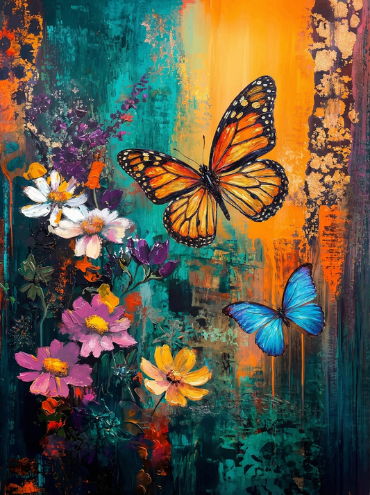 Aesthetic Butterflies Abstract Blooms (150 Color Diamond Painting)