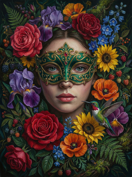 Masquerade Garden with Hummingbird (Diamond Painting) Diamond Painting kit