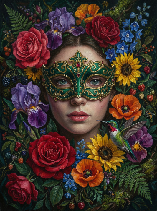 Floral Masked Woman Hummingbird (80 Colors)