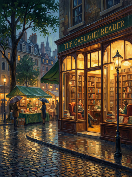 Rainy Bookshop Stroll (Diamond Painting) Diamond Painting kit