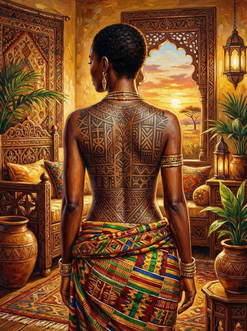 African Geometric Tattoo Savanna (100 Color Diamond Painting)