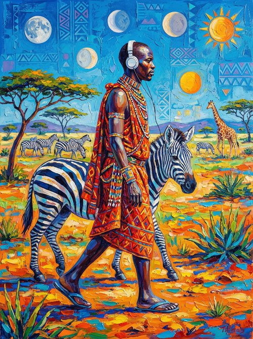 African Herder Moon Phases (100 Color Diamond Painting) Diamond Painting kit