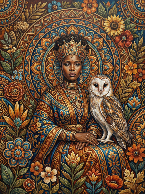 African Queen Barn Owl (100 Color Diamond Painting) Diamond Painting kit