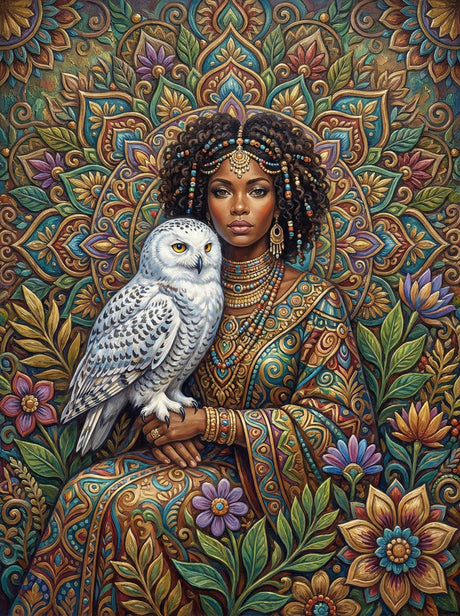 African Queen Snowy Owl (100 Color Diamond Painting) Diamond Painting kit
