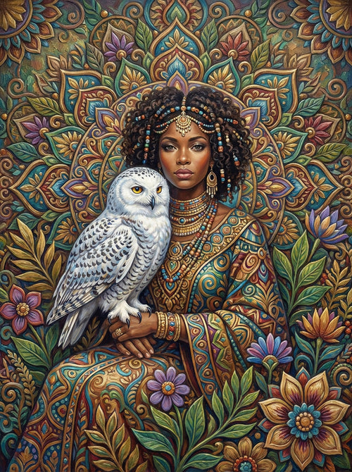 African Queen Snowy Owl (100 Color Diamond Painting) Diamond Painting kit