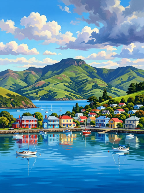 Akaroa Harbour Village (150 Color Diamond Painting)