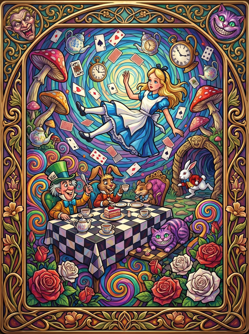 Alice Falling Card Vortex (150 Color Diamond Painting)