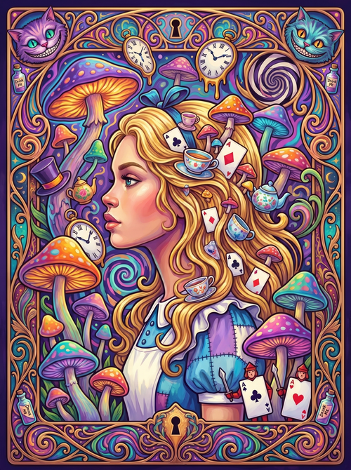 Alice Profile Teacups Cards (150 Color Diamond Painting)