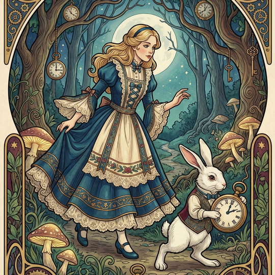 Alice White Rabbit Forest (150 Color Diamond Painting)