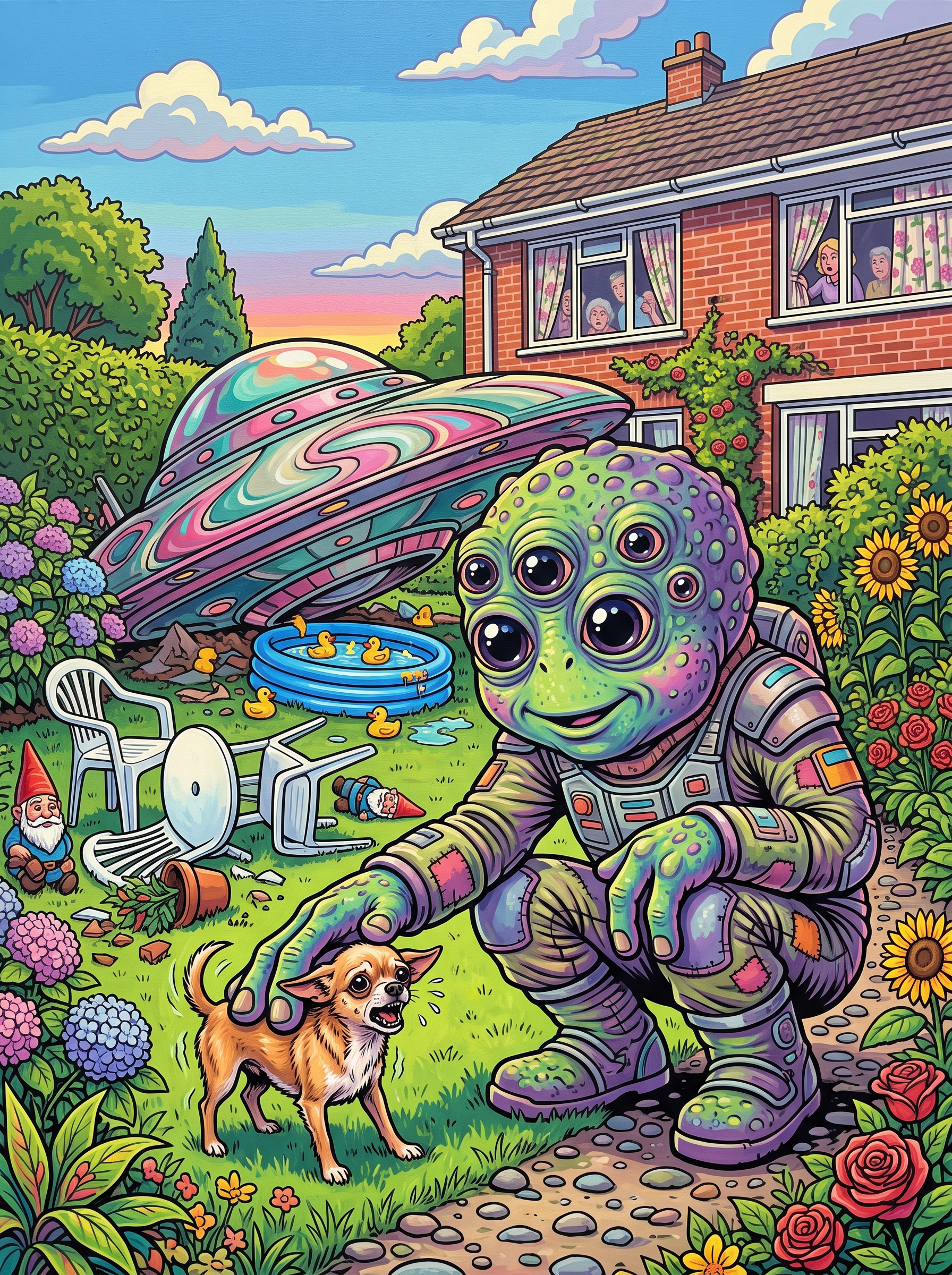 Alien Pets the Chihuahua