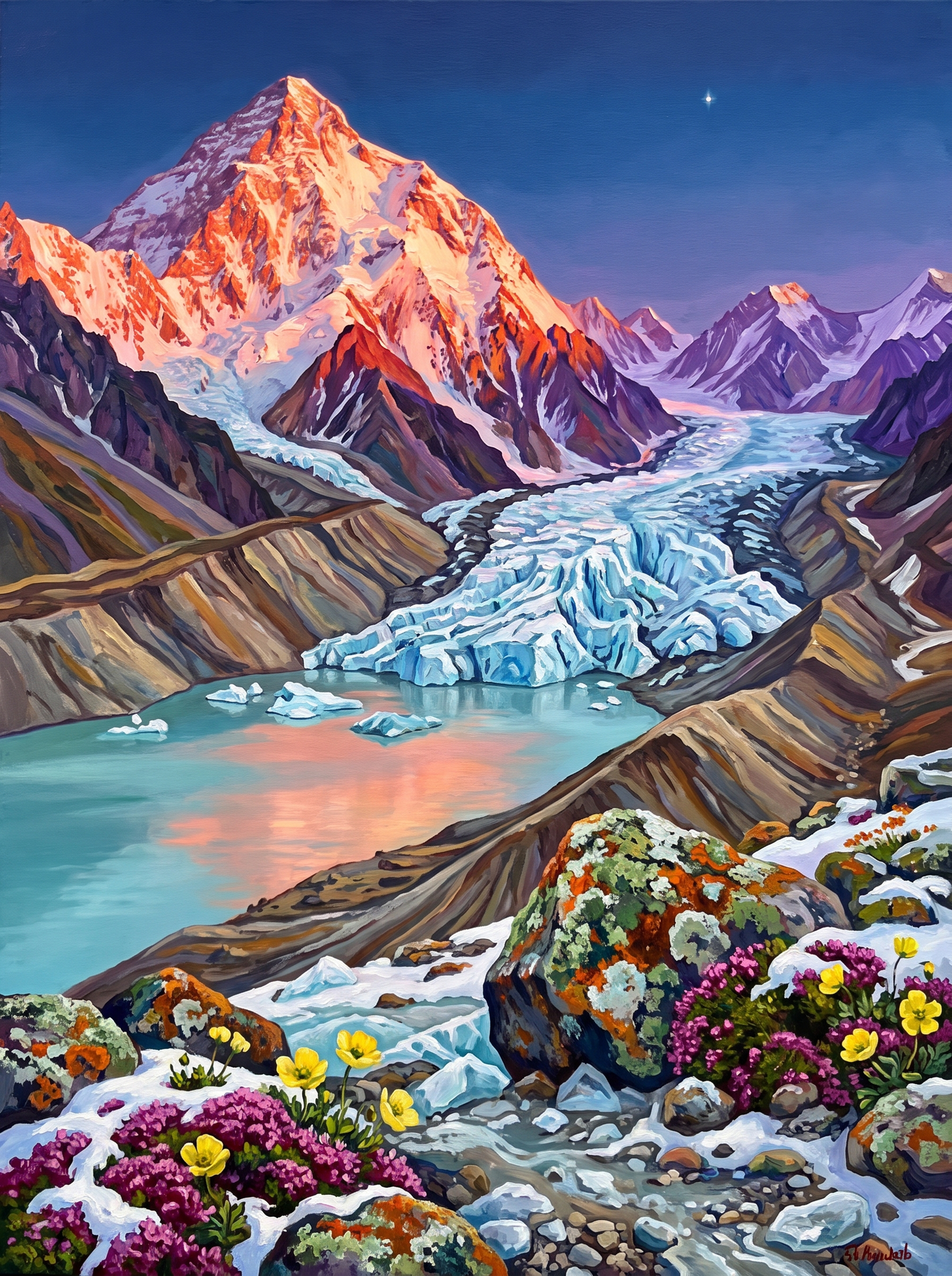 Alpenglow and Glacier