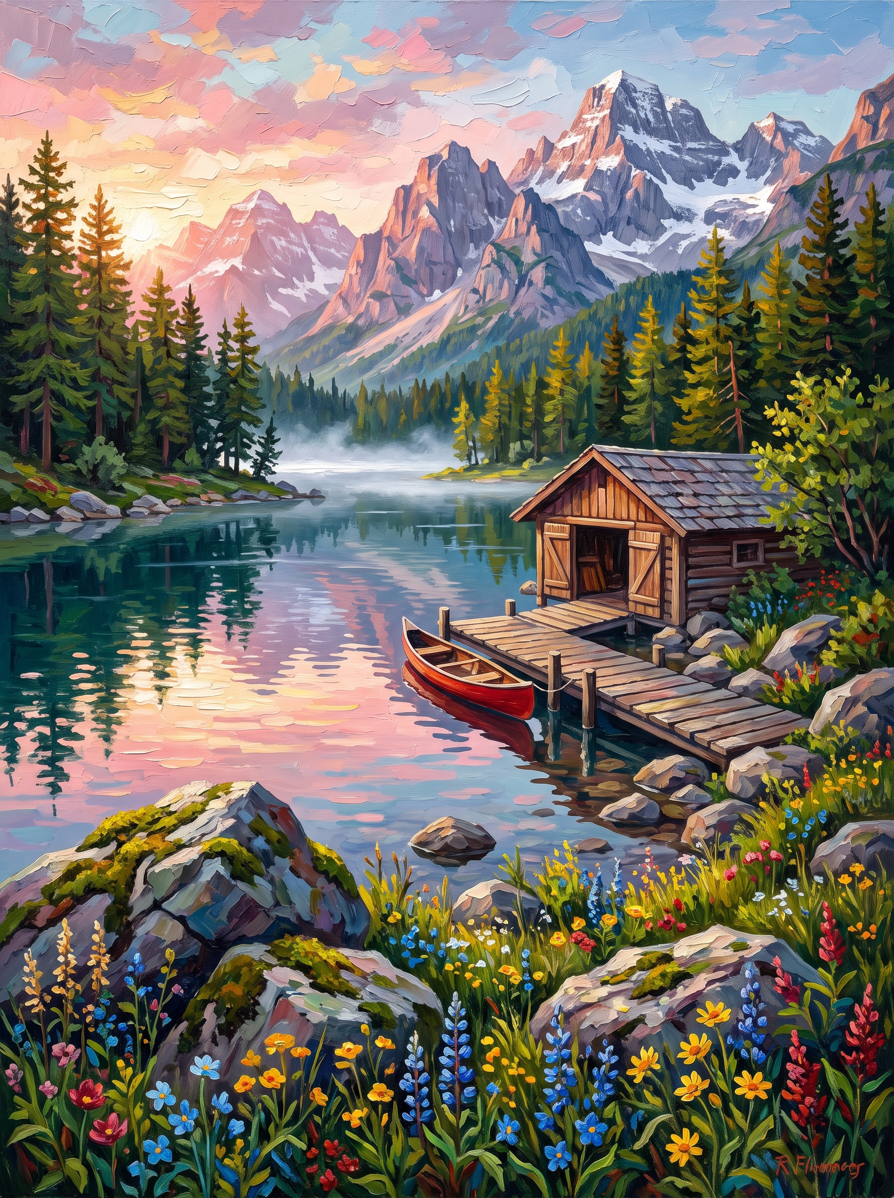 Alpine Lake at Sunrise