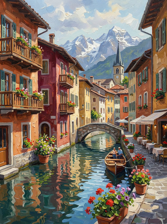 Alpine Village Canal Town (Diamond Painting)