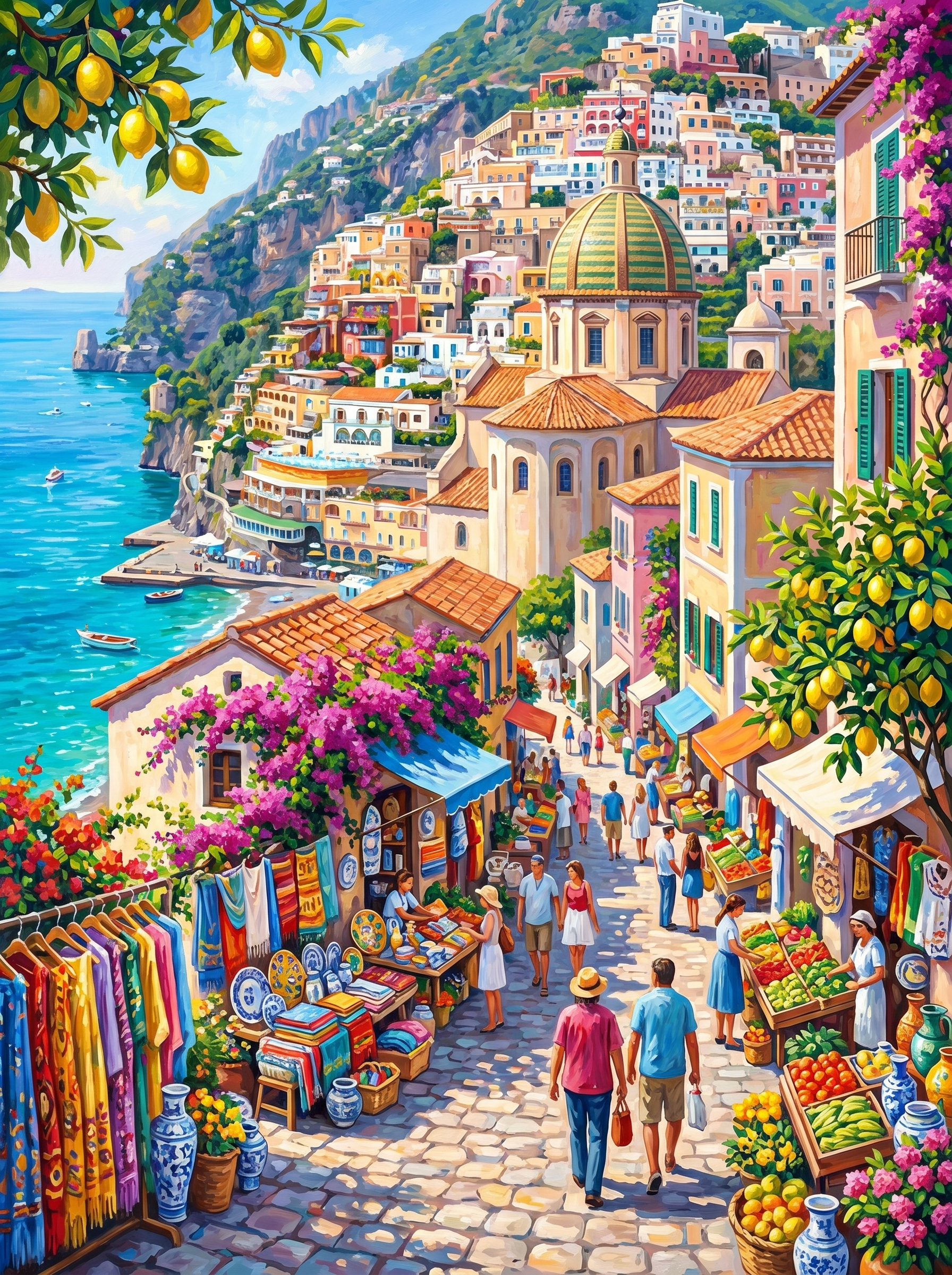 Amalfi Coast Street Day (150 Color Diamond Painting)