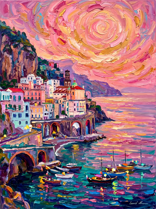 Amalfi Town Cliffside Sunset