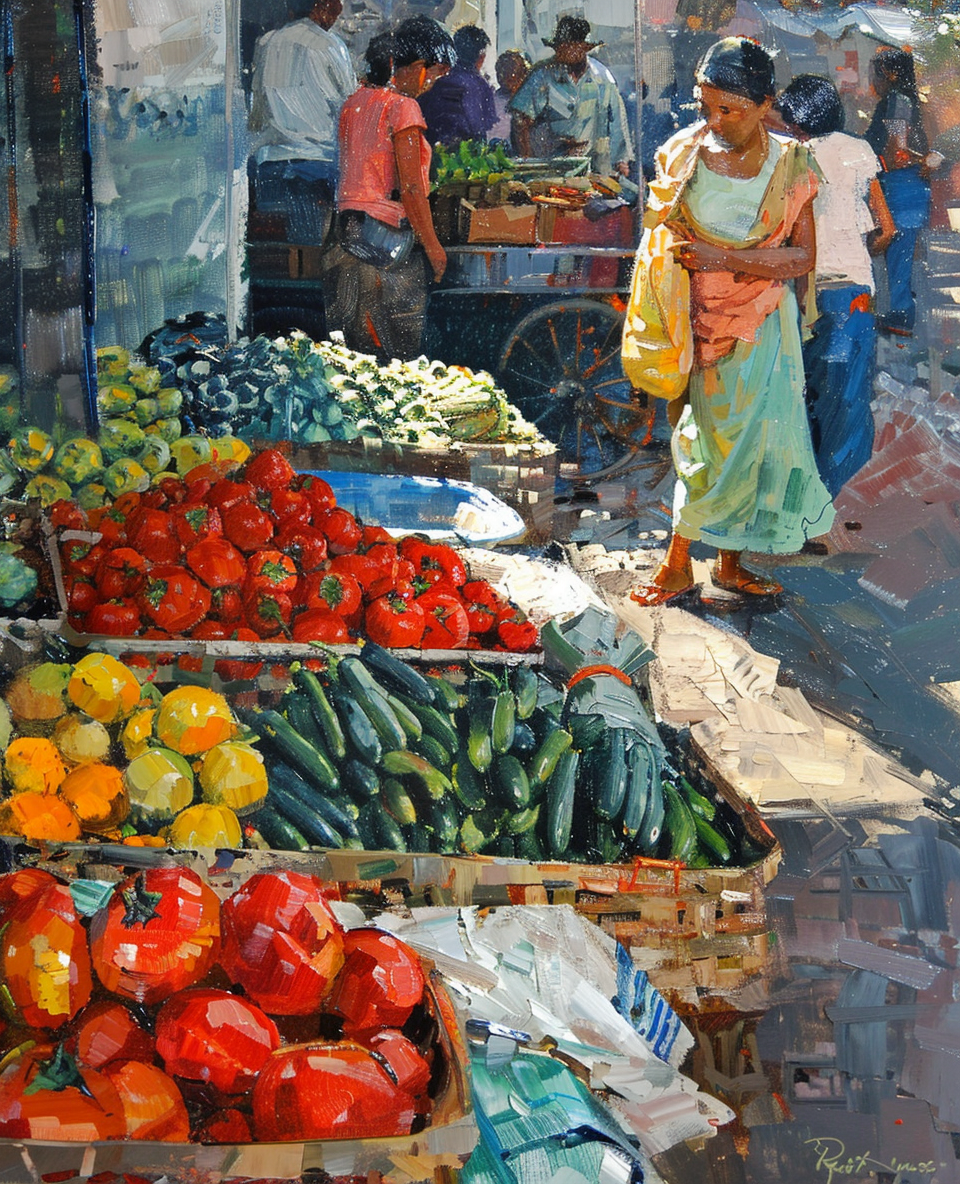 Bustling Market Scene (Diamond Painting) Diamond Painting kit
