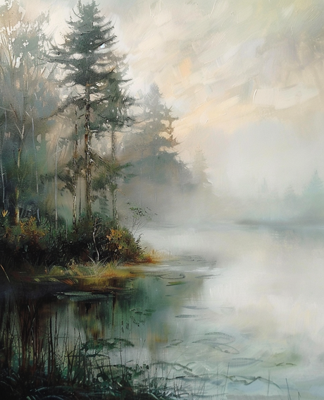 Misty Lakeside Reflections (Diamond Painting) Diamond Painting kit