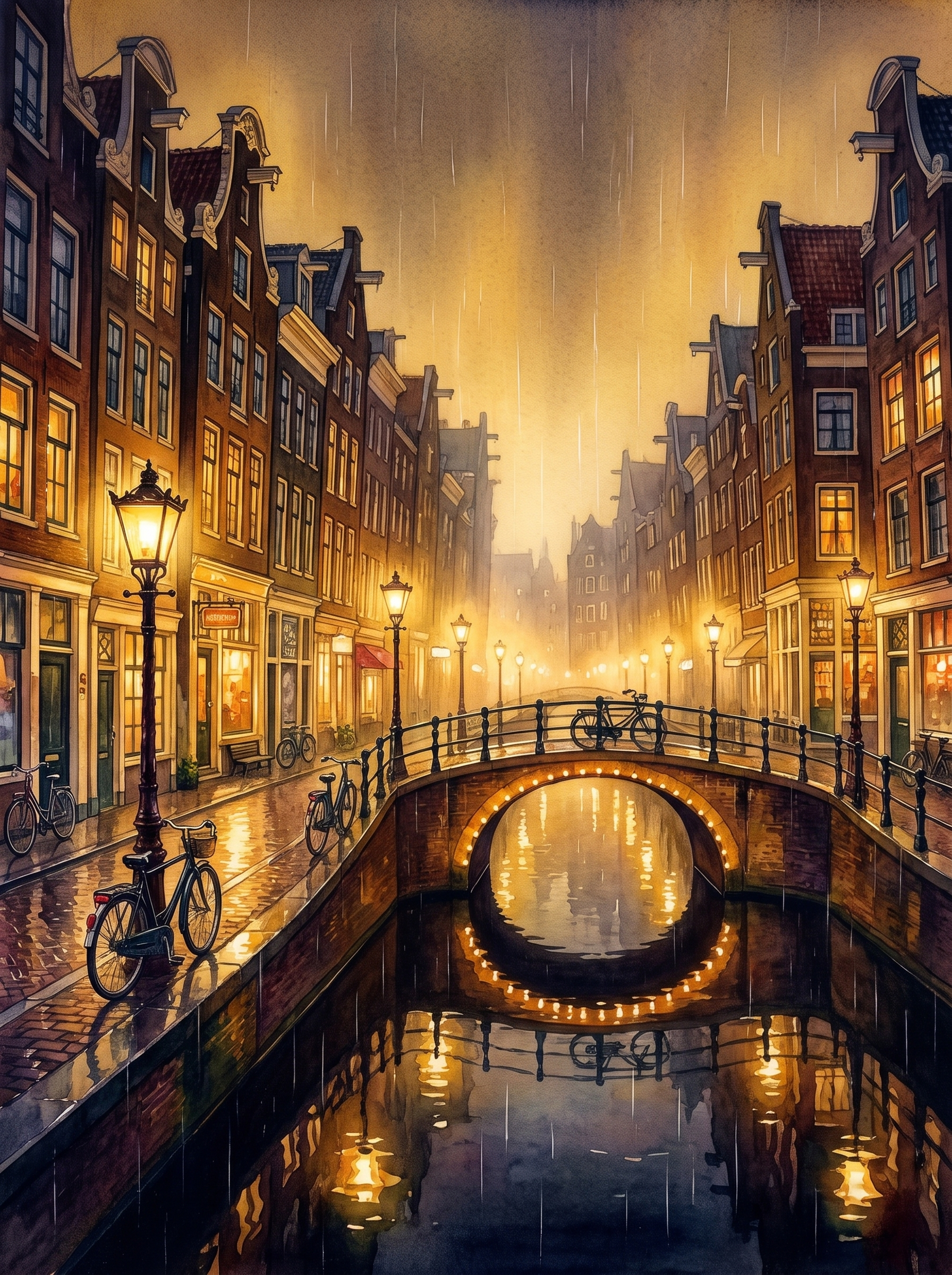 Amsterdam Canal in the Rain