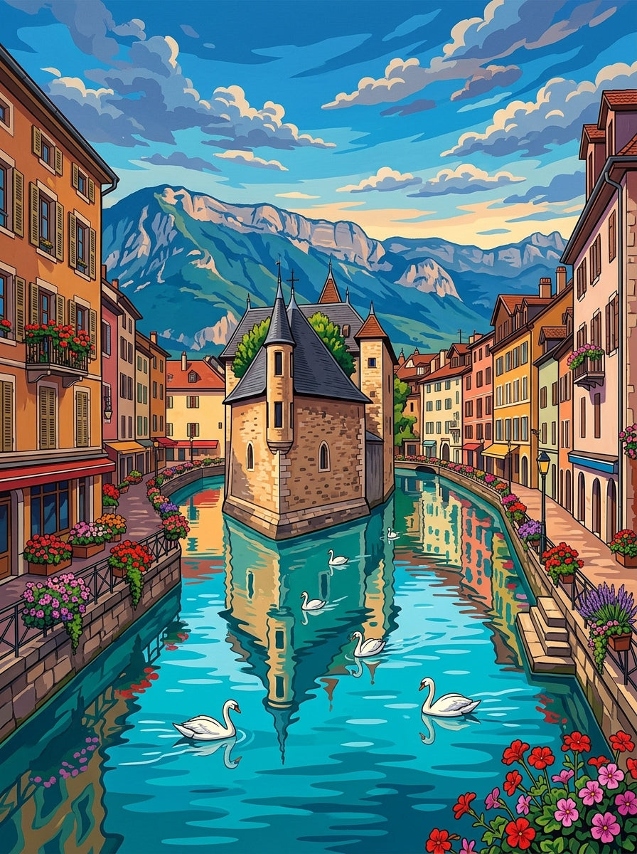 Annecy Canal Old Town (150 Color Diamond Painting)