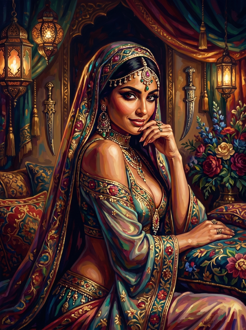 Arabian Assassin Jeweled Veil (150 Color Diamond Painting)