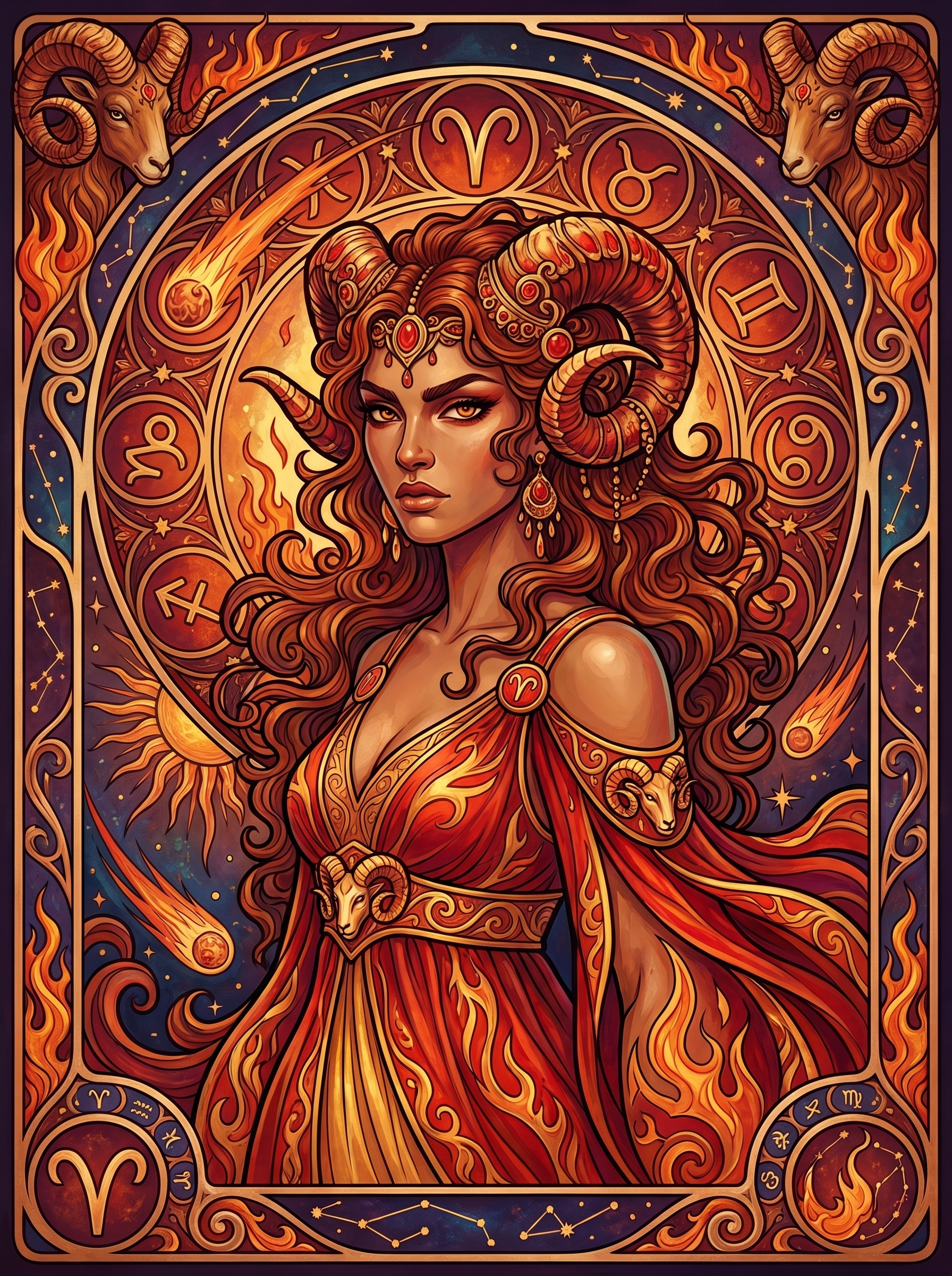 Aries Zodiac Woman (80 Colors)