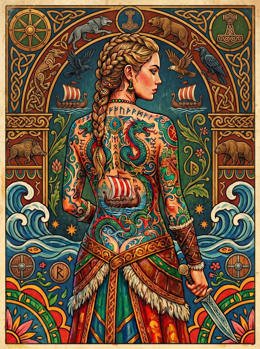 Art Nouveau Wave Maiden (150 Color Diamond Painting)