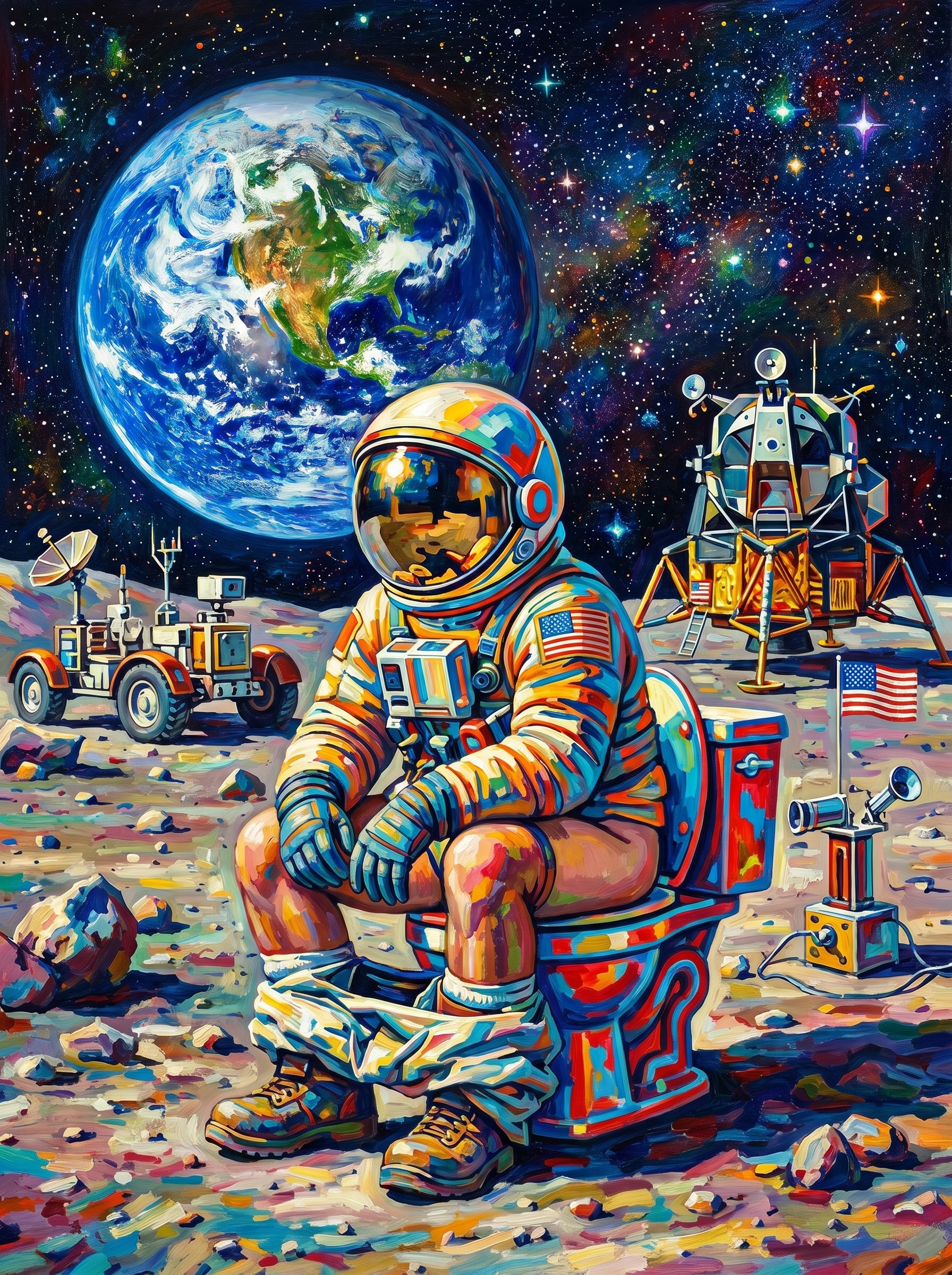 Astronaut Chilling On Moon (100 Color Diamond Painting) Diamond Painting kit