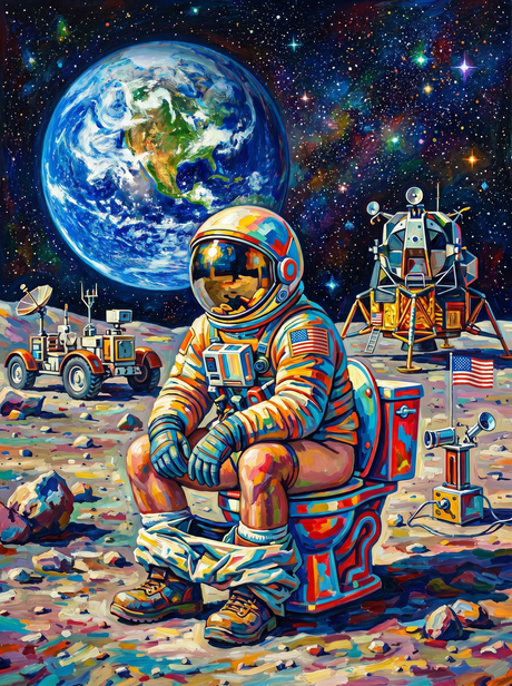 Astronaut Chilling On Moon (100 Color Diamond Painting) Diamond Painting kit