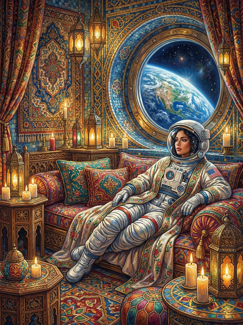 Astronaut Cosmic Chamber (100 Color Diamond Painting) Diamond Painting kit