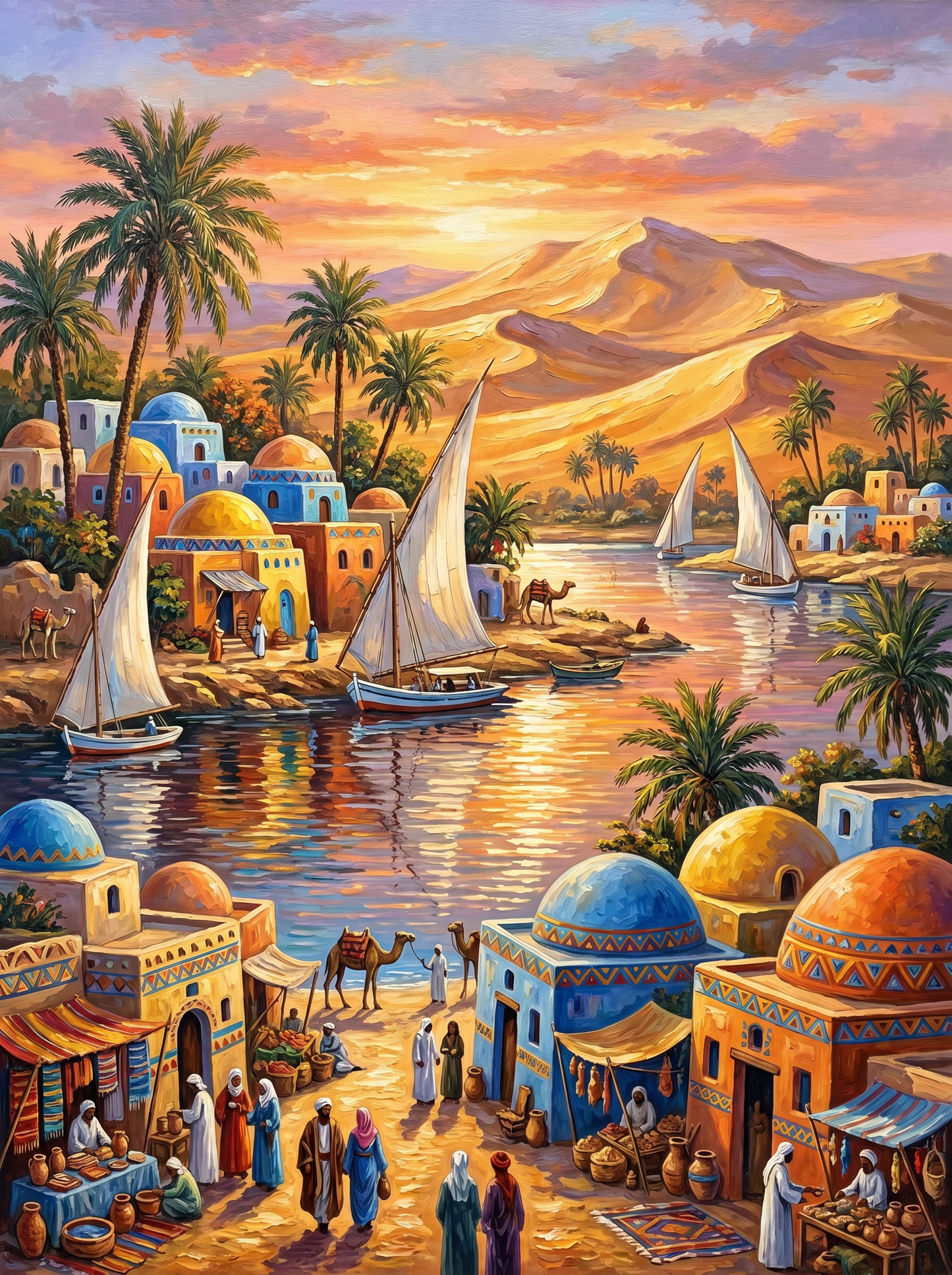 Aswan Nubian Village Nile (150 Color Diamond Painting)