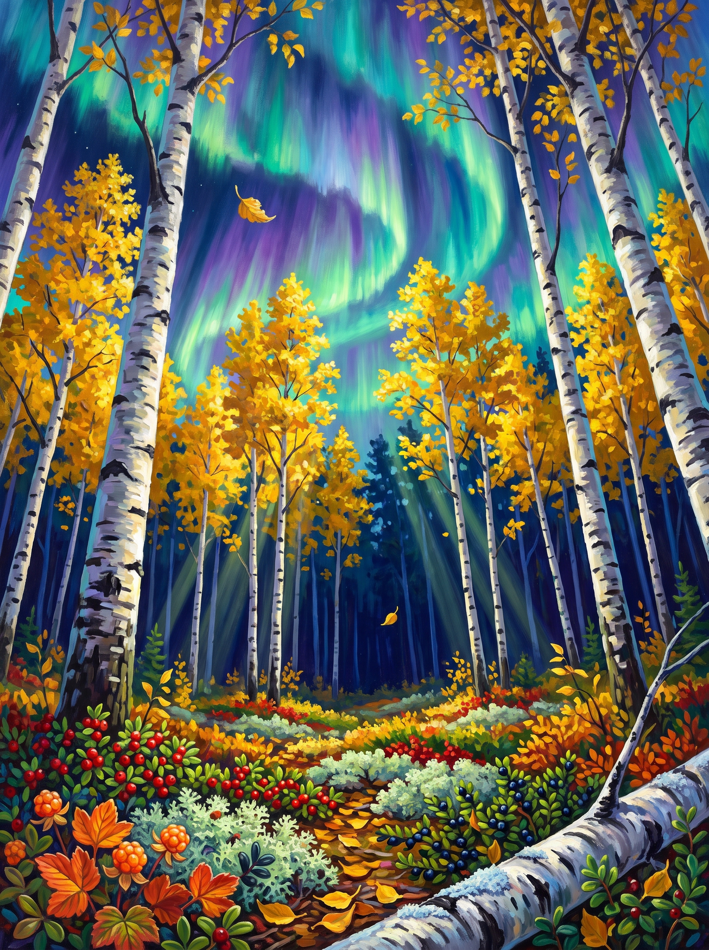 Aurora over the Birches