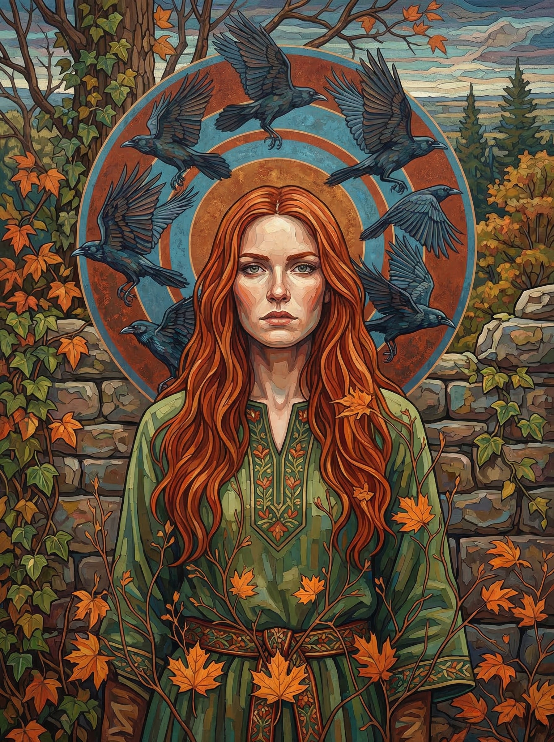 Autumn Maiden Ravens (100 Color Diamond Painting) Diamond Painting kit