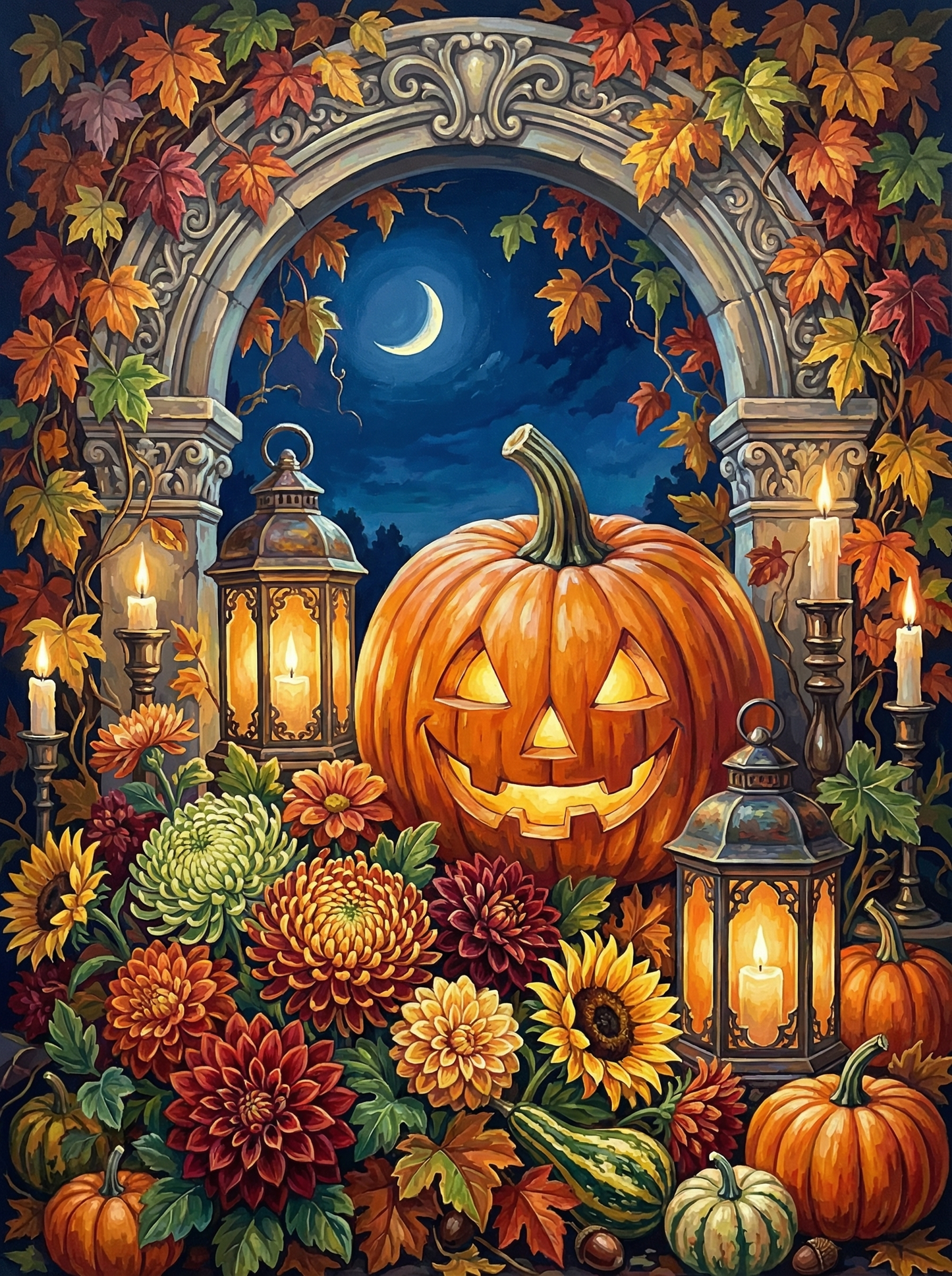 Autumn Pumpkin Lantern Gateway (Diamond Painting)