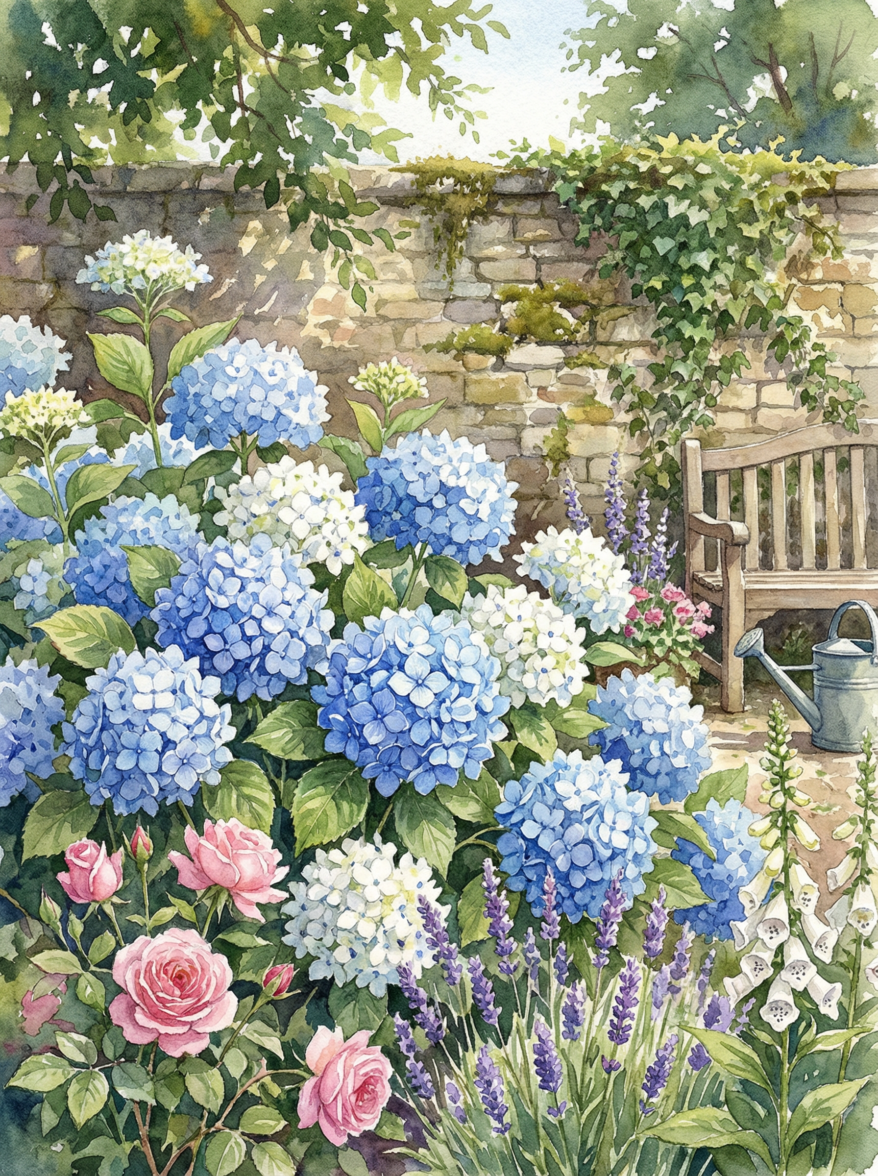 Blue Hydrangea Retreat (Diamond Painting)