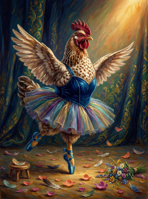 Ballet Hen (Board Canvas)