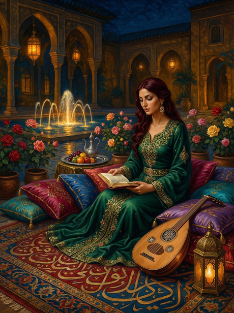 Midnight Courtyard Reader (Diamond Painting) Diamond Painting kit