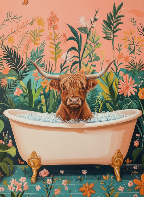 Highland Cow Sacred Leisure (Board Canvas)