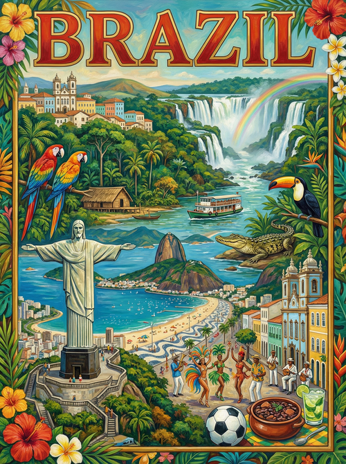 Brazilian Paradise Mosaic (100 Color Diamond Painting)