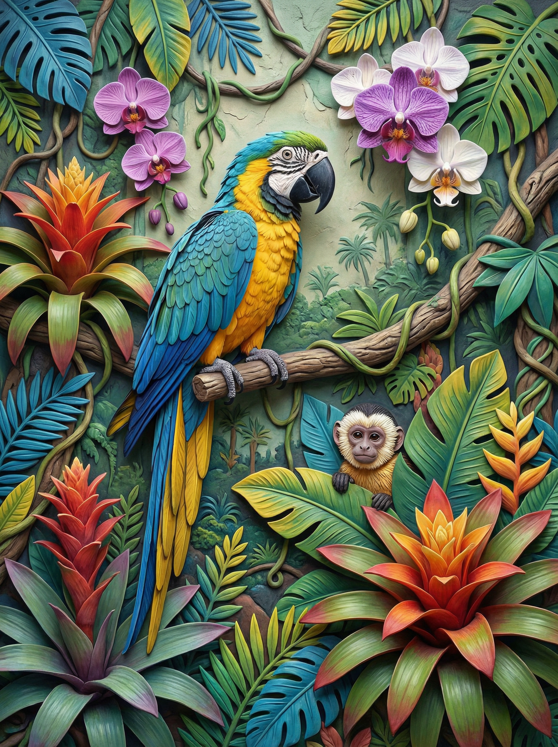 Tropical Macaw Bloom (100 Color Diamond Painting) Diamond Painting kit