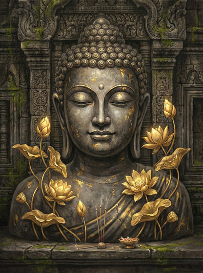 Golden Lotus Buddha (Diamond Painting) Diamond Painting kit
