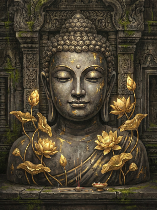 Golden Lotus Buddha (Diamond Painting)