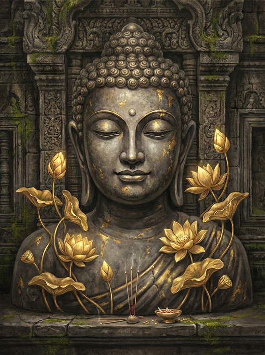 Golden Lotus Buddha (Diamond Painting)