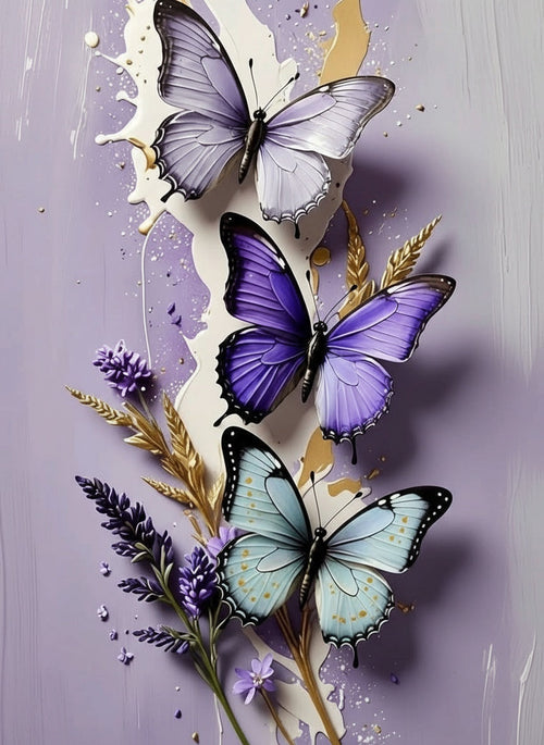 Lavender Butterflies (Board Canvas)